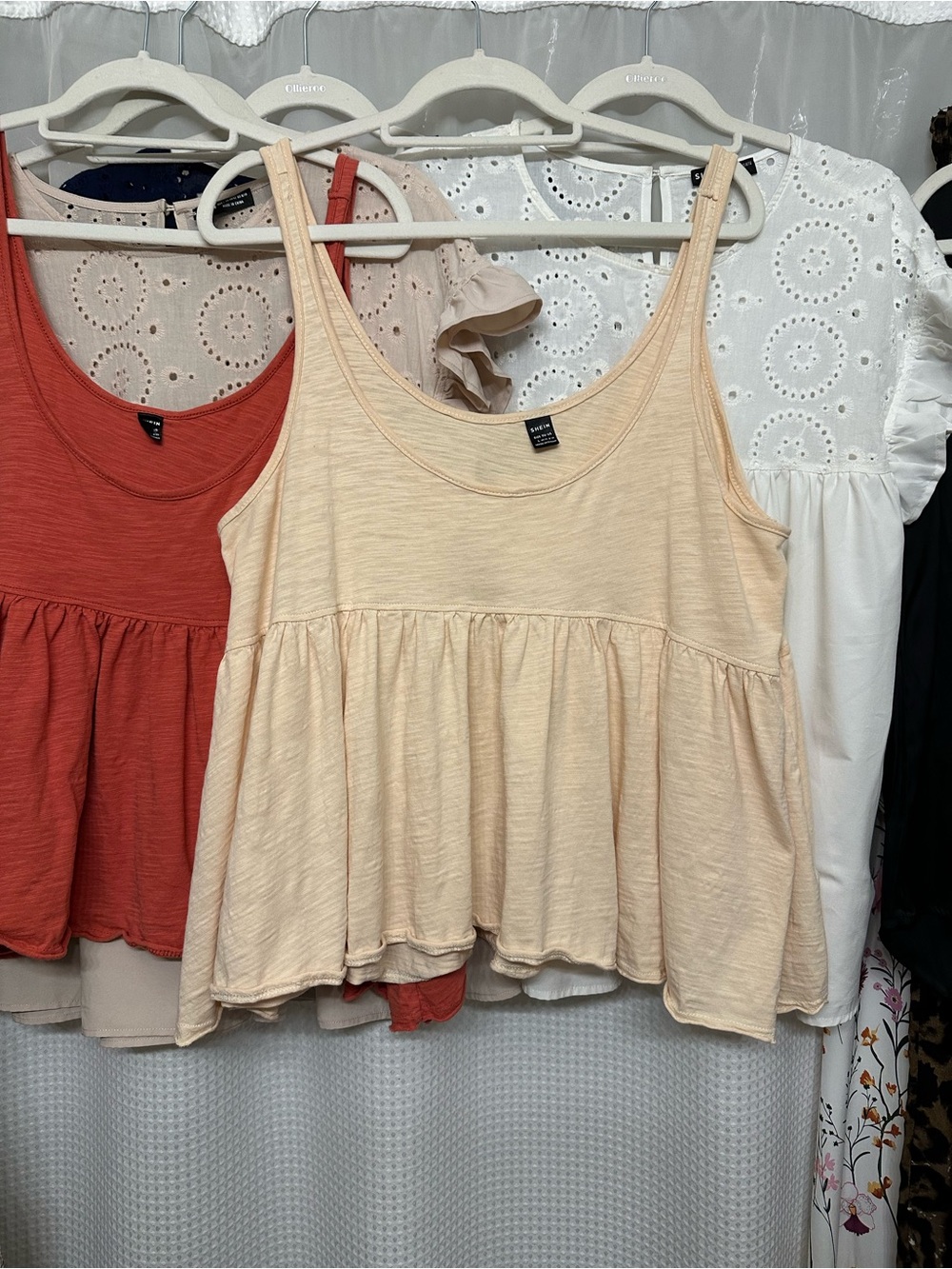 Women's Peplum Tank Top - Cream - Picture 1 of 3